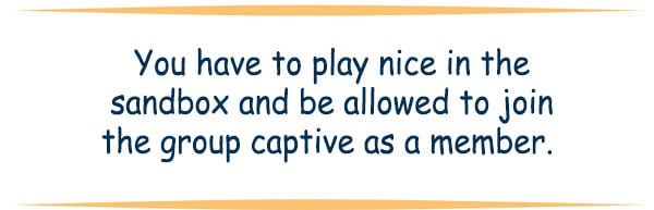 Quote: You have to play nice in the sandbox and be allowed to join the group captive as a member. 